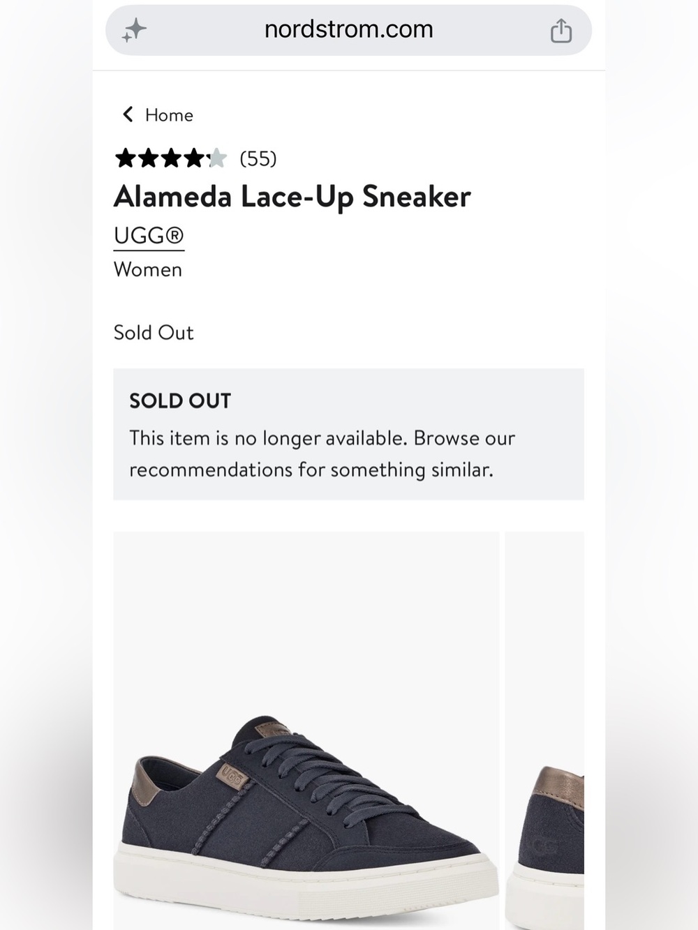 Ugg Suede and Canvas Alameda Sneaker Size 7 Navy - Picture 3 of 12